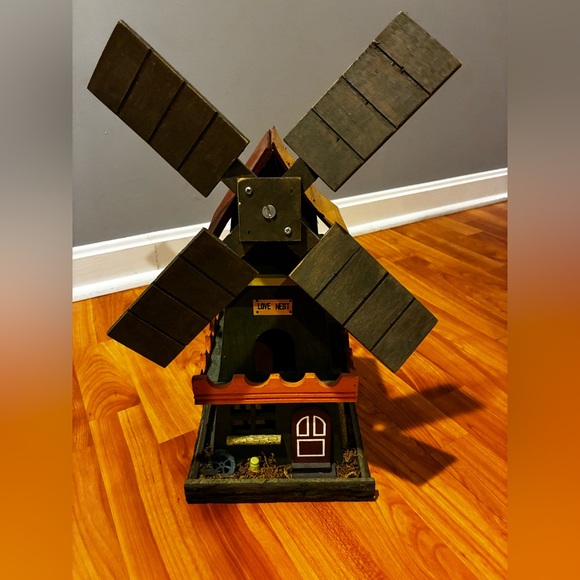 Source Unknown Other - Rustic Wooden Windmill Birdhouse